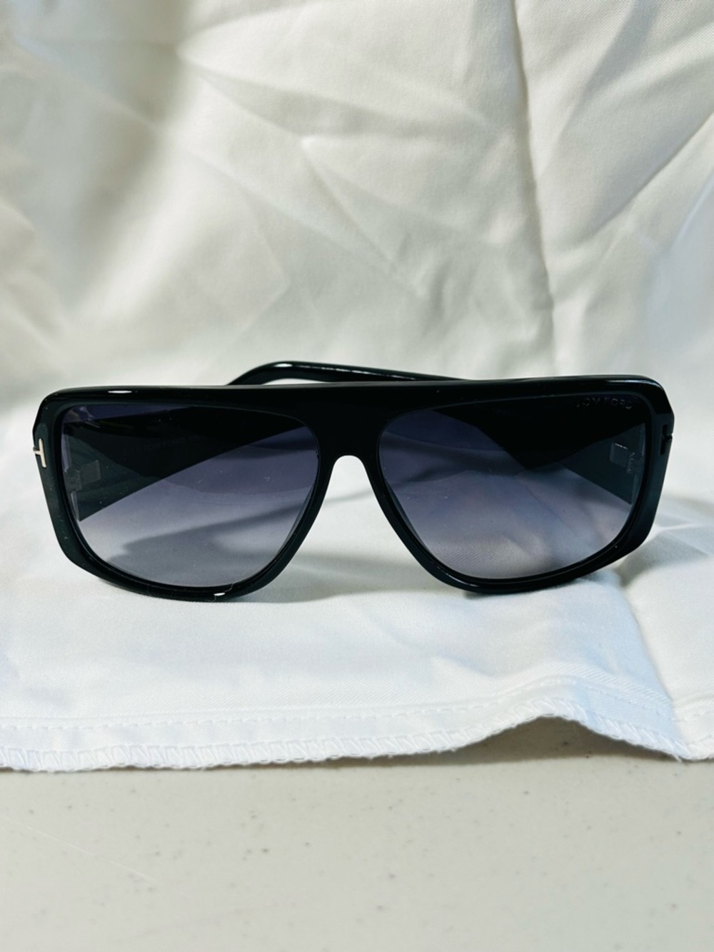Tom Ford Black Frame Sunglasses with Gradient Smoke Lenses